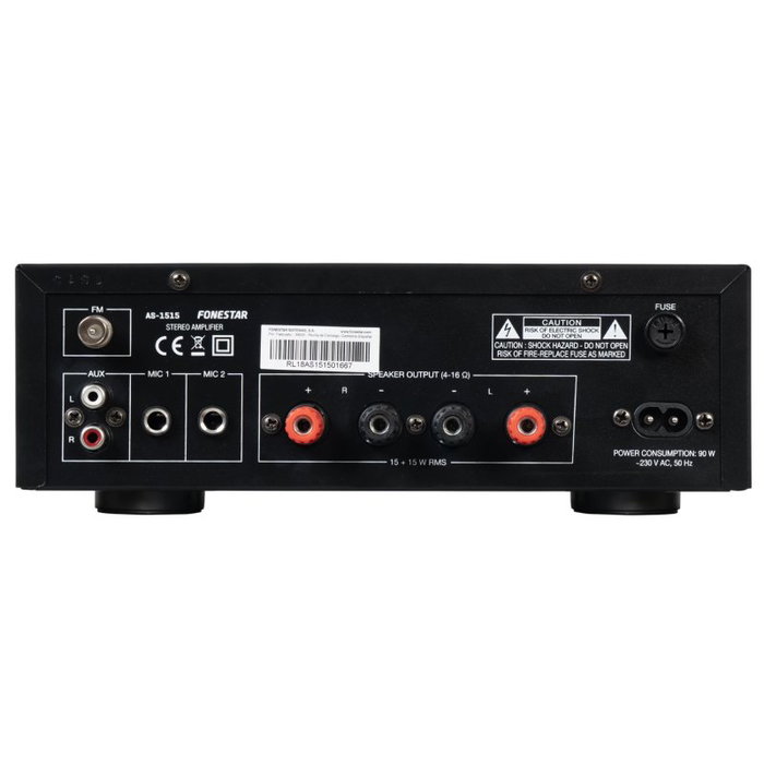 Fonestar AS-1515 Amplificador Estéreo HiFi con Bluetooth, Radio FM, 15+15W RMS, USB y MP3